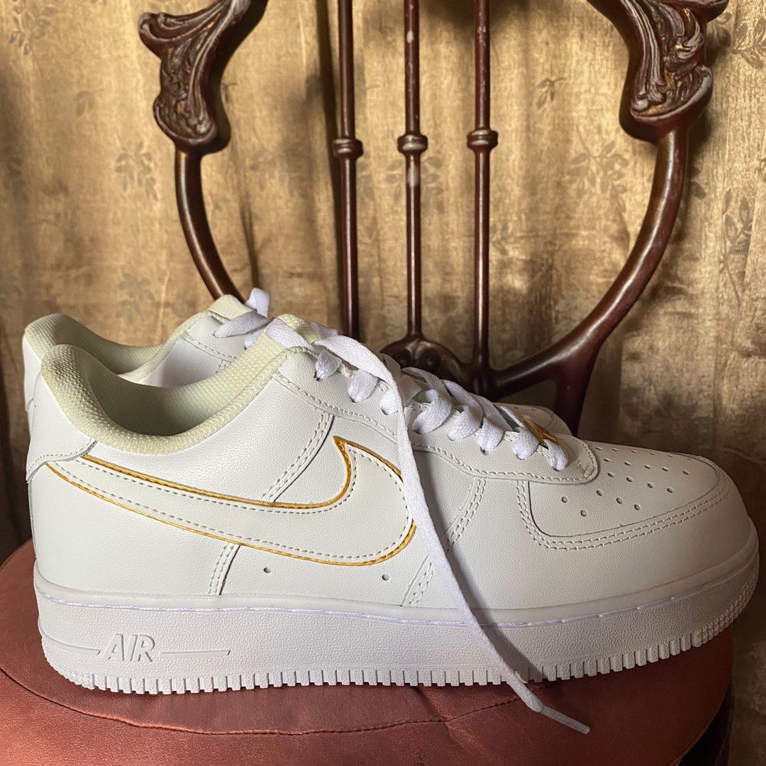 mens white and gold air force 1
