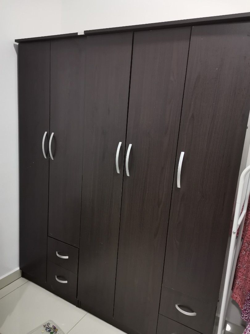 Almari baju 5 pintu, Furniture & Home Living, Furniture, Shelves, Cabinets  & Racks on Carousell