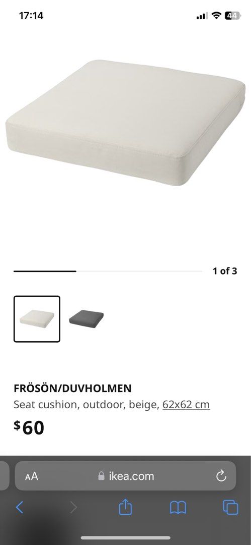 FRÖSÖN/DUVHOLMEN Seat cushion, outdoor - beige 62x62 cm