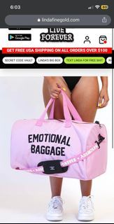 Assholes live forever EMOTIONAL BAGGAGE Light Pink Printed Strap Duffle Bag