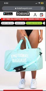 Assholes live forever EMOTIONAL BAGGAGE Teal Printed Strap Duffle Bag