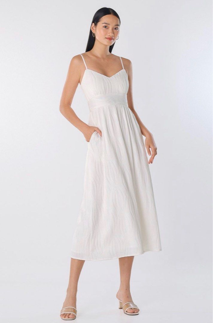 white pearl knit midaxi dress