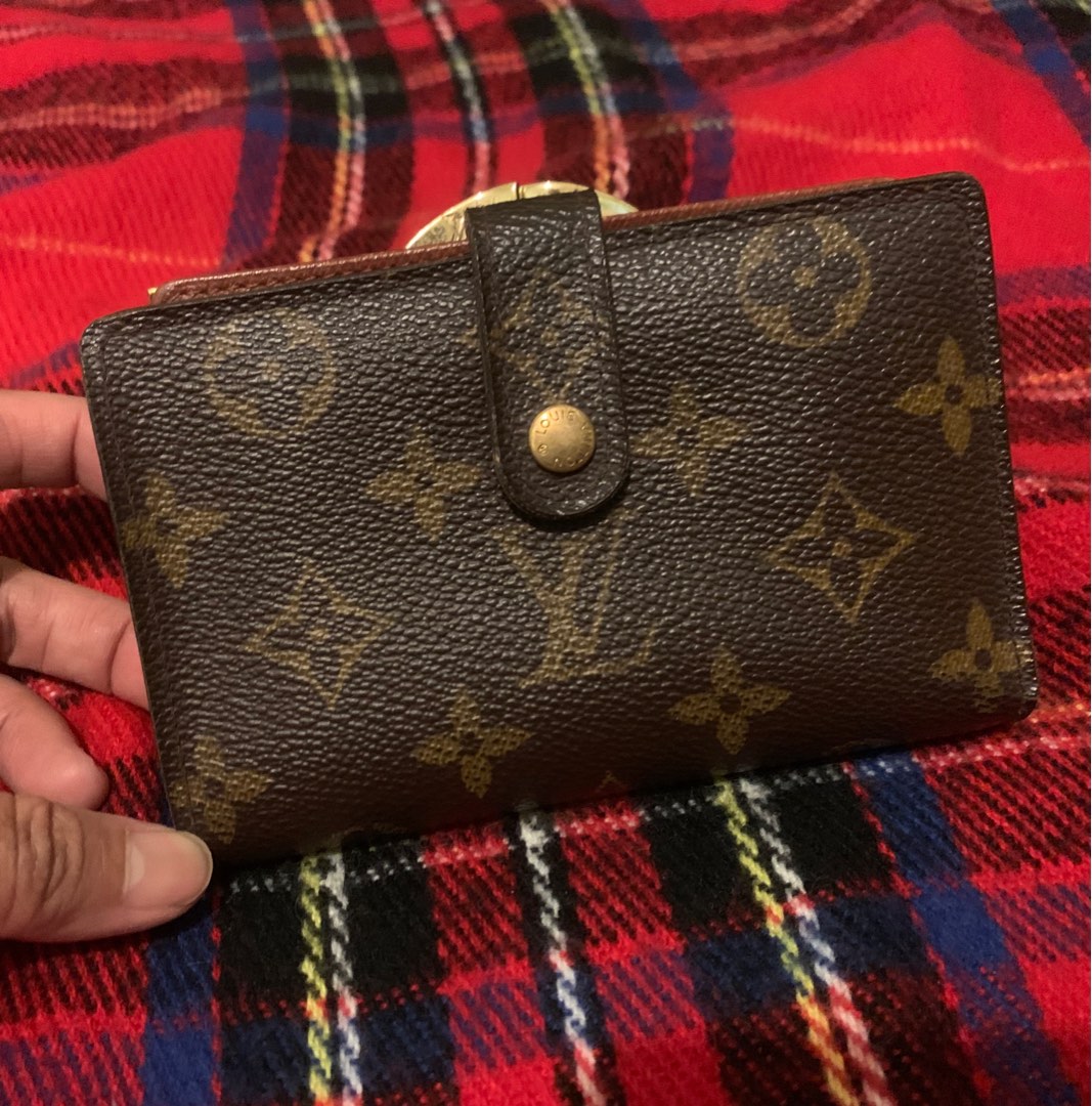 LV Louis Vuitton Monogram French Kiss Lock Wallet, Luxury, Bags & Wallets  on Carousell