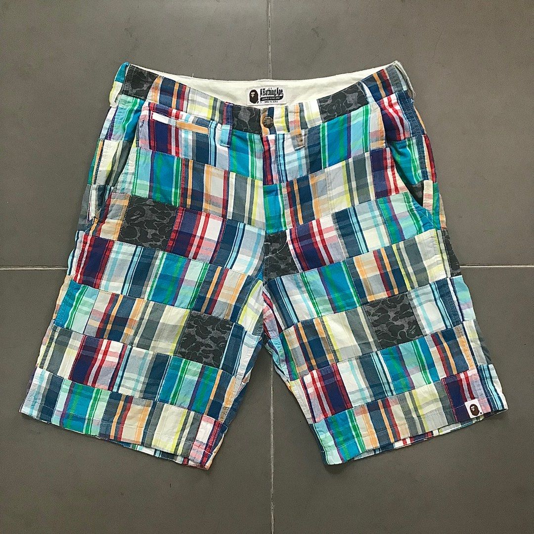 BAPE MULTICOLOR PATCHWORK SHORT SIZE LARGE 32 33 VERYGOOD USED