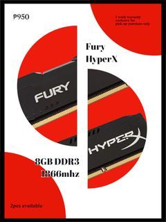 Bnew Kingston HyperX Fury 8gb (1x8gb) DDR3 1866mhz RAM