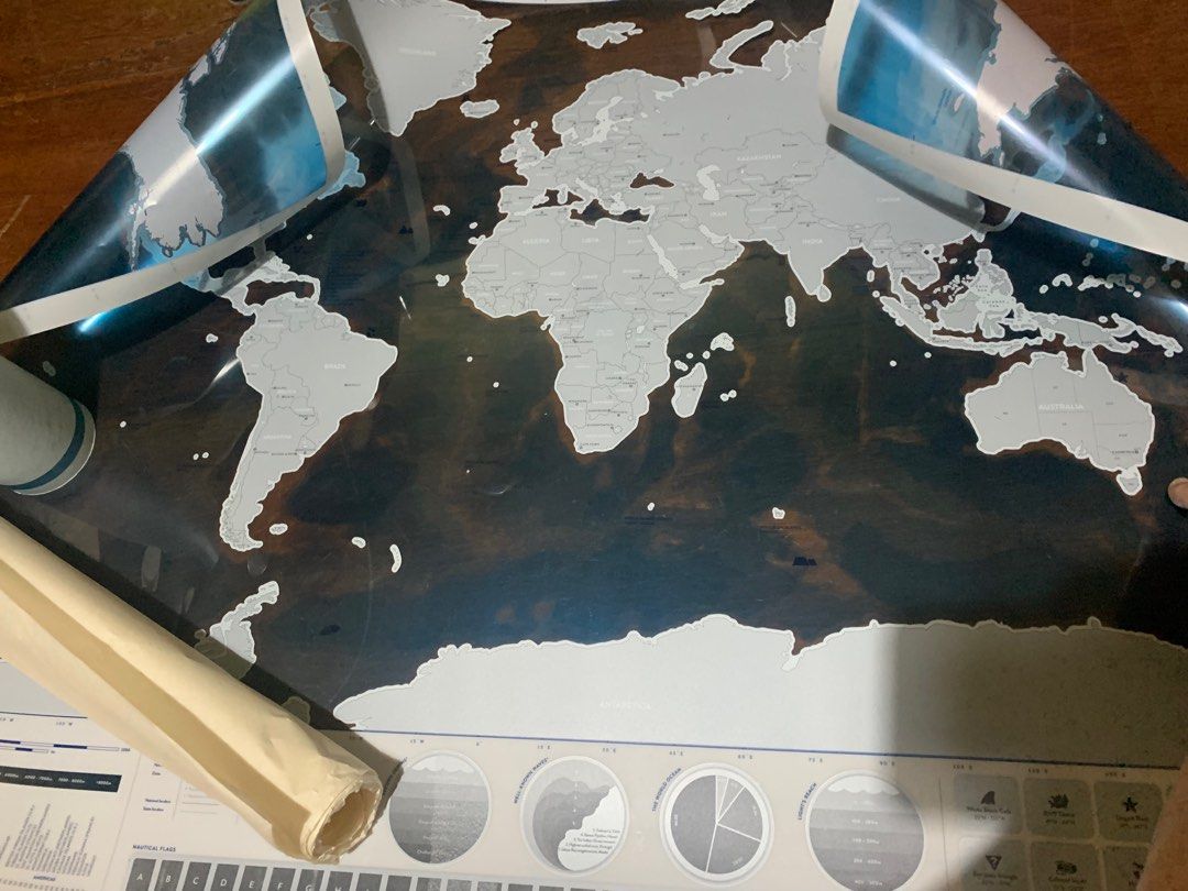 Brand New Luckies Scratch Map Ocean Edition, Hobbies & Toys, Travel