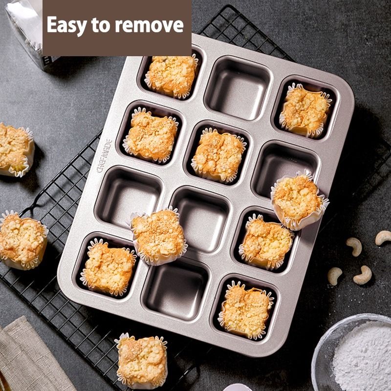 12-slot Cup Mini Shape Muffin, Cupcake Mould (5 Cm Aluminium Nonstick), For  Muffins, Rectangular