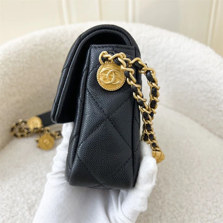 Chanel 22A Twist Your Button Hobo Bag in Black Caviar AGHW