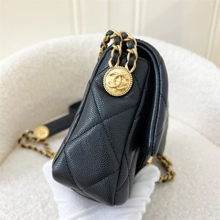 Chanel 22A Twist Your Button Hobo Bag Black Caviar