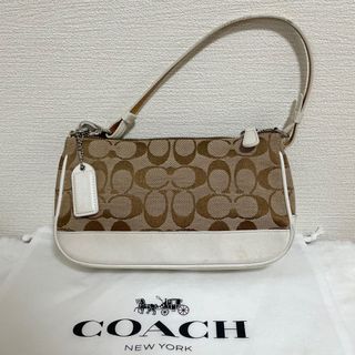 Coach Lime Green Tan Signature Fabric Leather Demi Baguette Handbag 6094 # Coach #Baguette