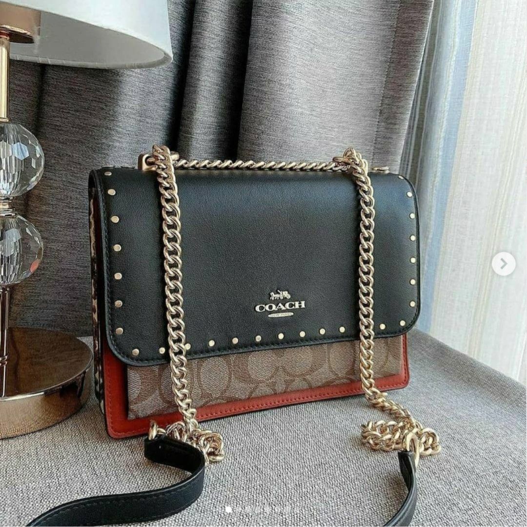 COACH Klare Crossbody bag signature rivets khaki tan rust, Barang Mewah