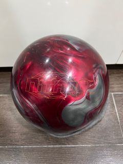 Vtg Galaxie 300 bowling ball, 12 lbs 4 oz, drilled, with Vtg Bowling Bag w/  rack