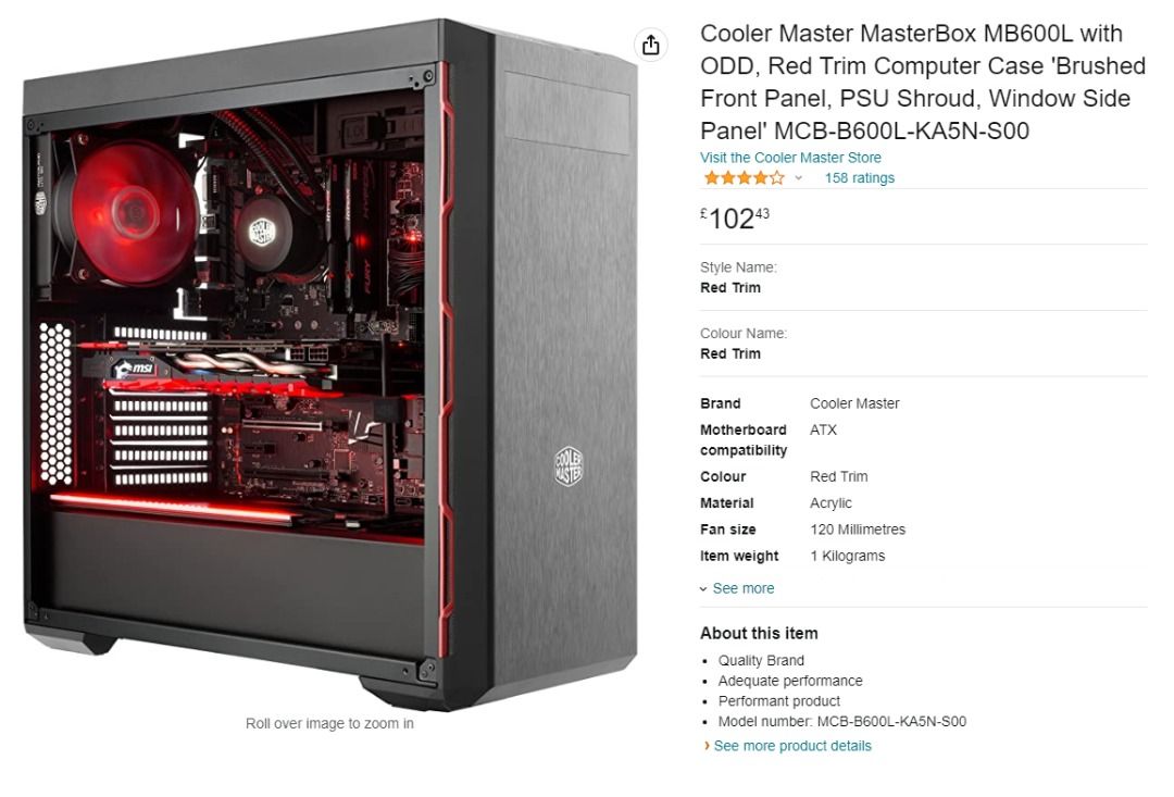 Computer Case Cooler Master Master Box MB600L, Computers & Tech ...