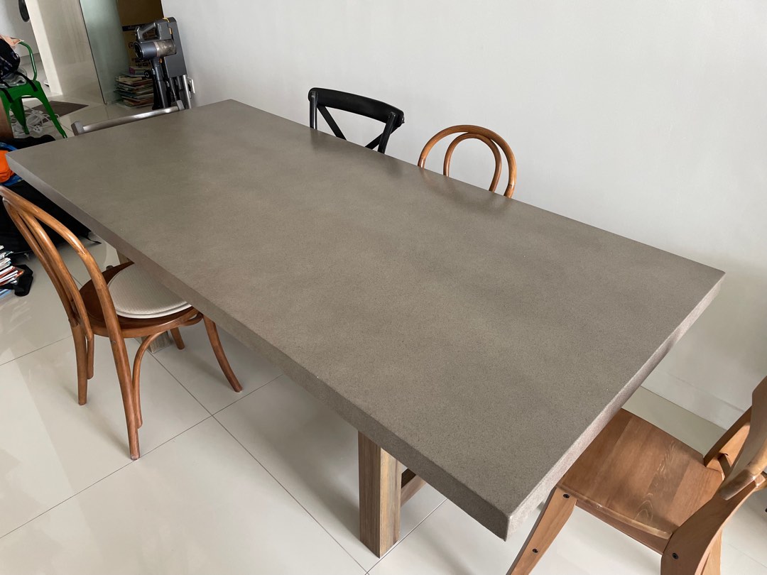 Crate and Barrel Caicos Cement Dining Table, Furniture & Home Living