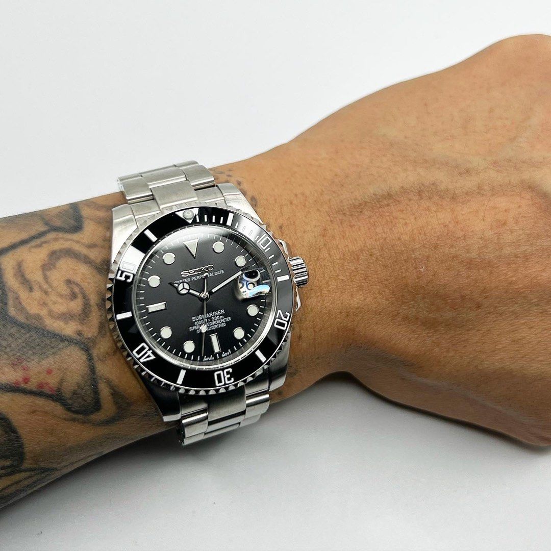 Custom Seiko Mod Black Submariner Date 40mm Men s Fashion