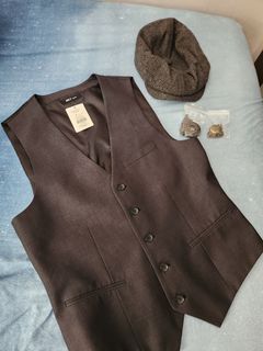 Dark Grey Vest Size M , Flat Cap , Baker Boy Hat , Pocket Watch , Peaky Blinders Gatsby Theme
