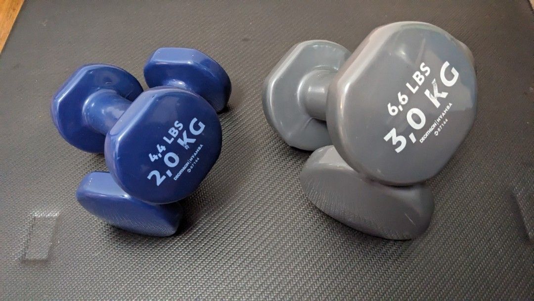 Decathlon weights pair (2kg and 3kg), Sports Equipment, Exercise