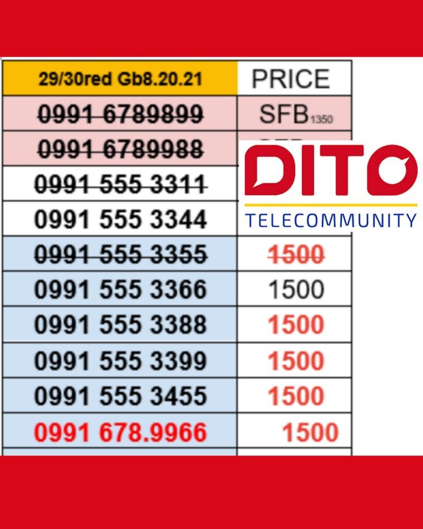 DITO Sim VANITY NUMbers, Mobile Phones & Gadgets, Mobile & Gadget