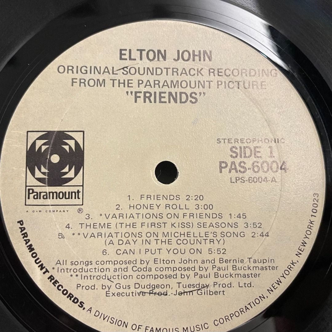 Elton John ‎– Friends Original Soundtrack, Vinyl LP ...