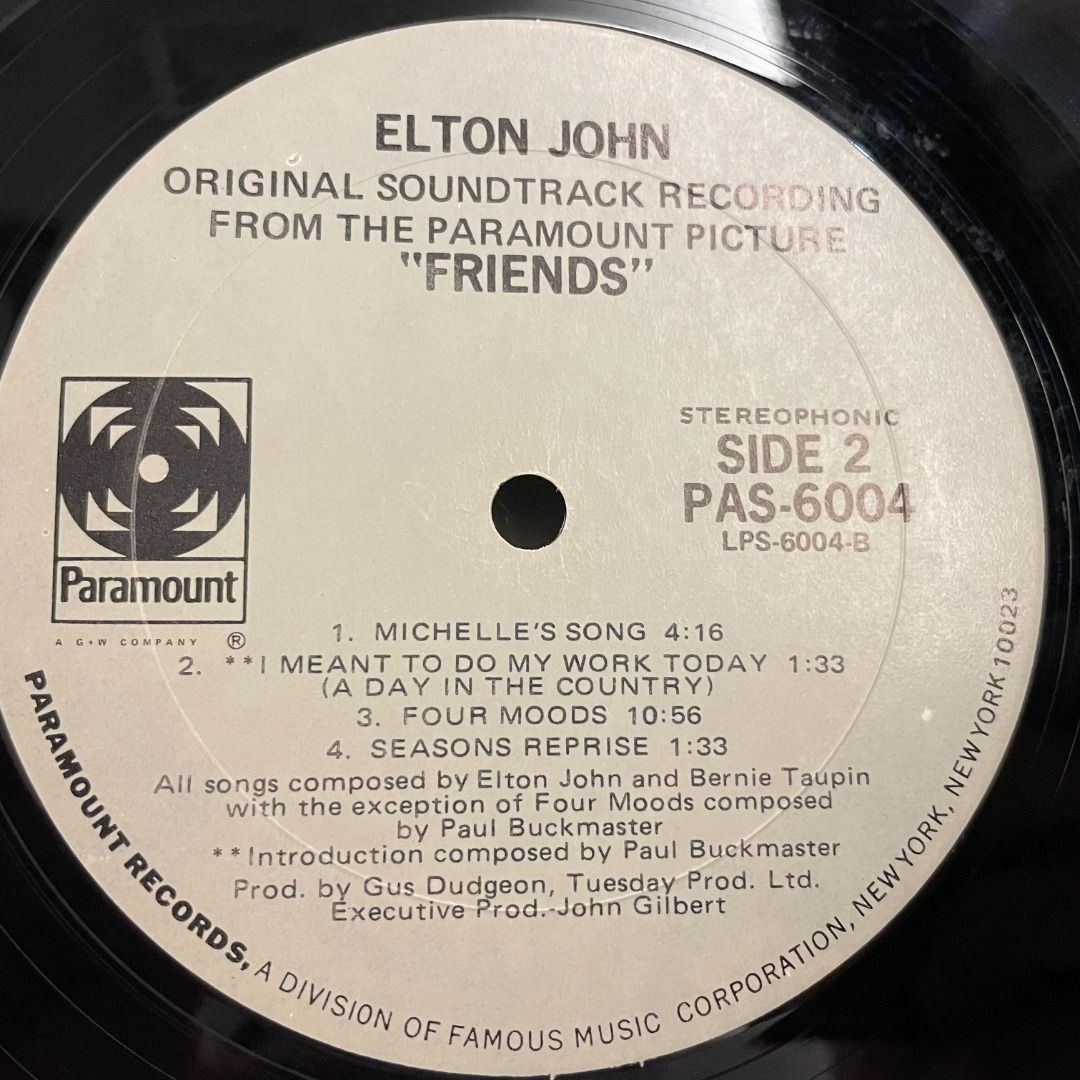 Elton John ‎– Friends Original Soundtrack, Vinyl LP ...