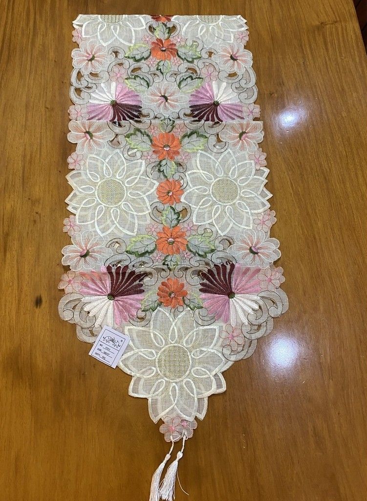 6 seater Embroidered table runner (Category: Table Linen & Textiles) located in Malabon City. Submitted by letletolmilla (Listing ID 1210894064, Image 3). Description: 6 seater Made to order: 4-6 days 50% deposit, full payment once finished NO free sf.