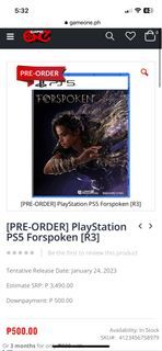 Forspoken ps5 preorder for sale or trade