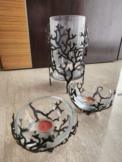 Glass Candle Holder Decorative Set