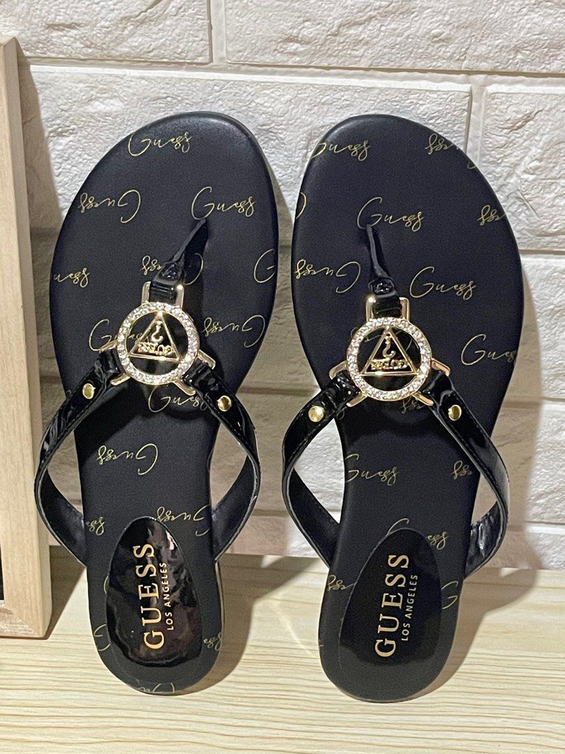 Guess flip discount flops with rhinestones