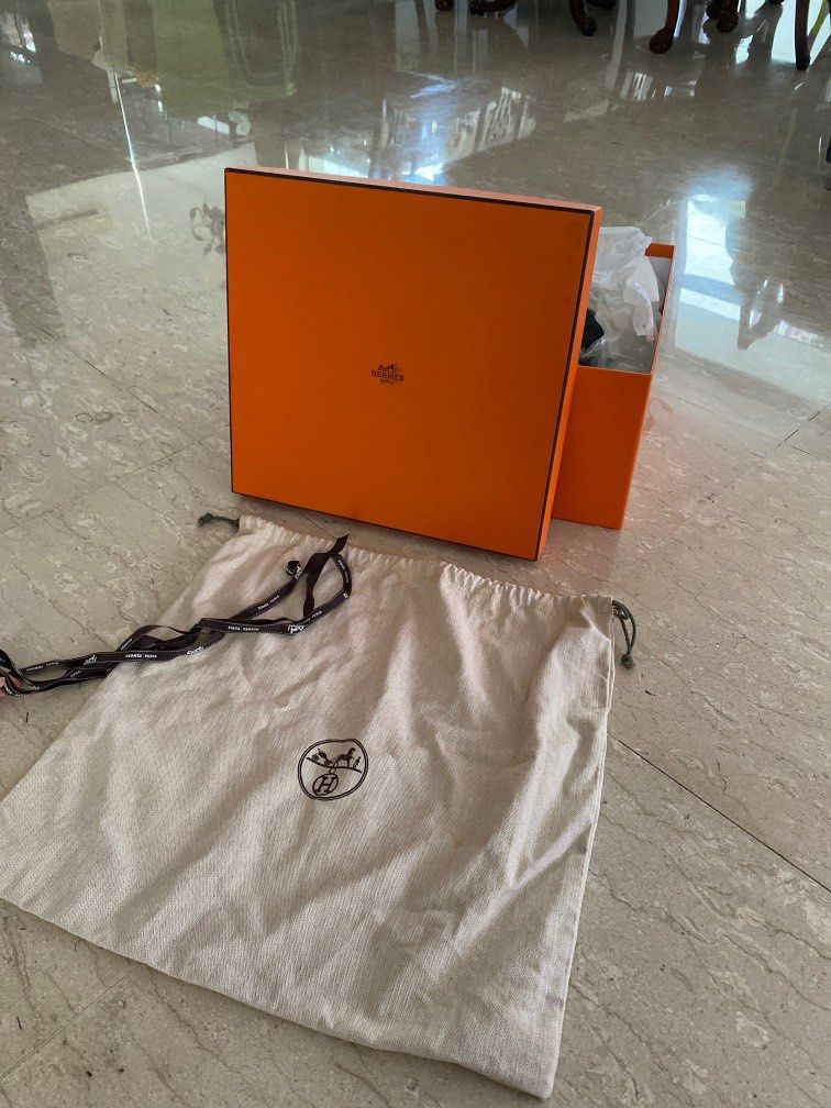 Hermes Hermes Orange Large Dust bag + Box + Ribbon Set for Bags