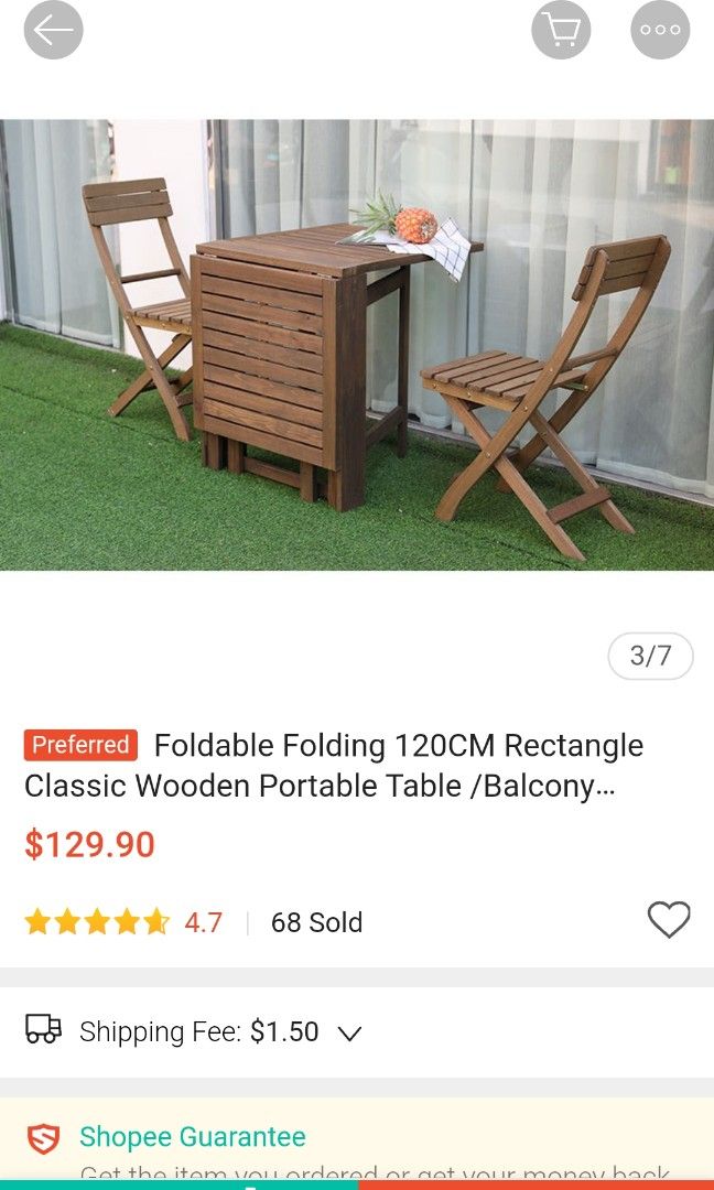 Ikea Applaro Dropleaf Folding Wood Table Brown, Furniture & Home Living, Outdoor Furniture on