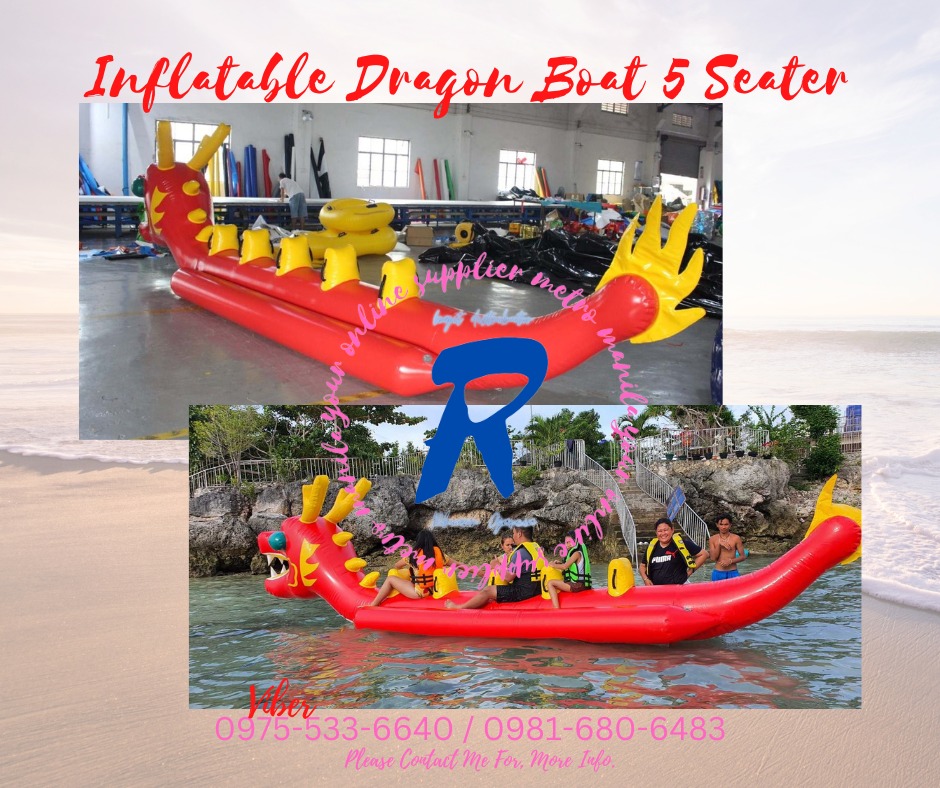 Inflatable Dragon Boat 5 Seater Water Sport Equipment, Sports Equipment
