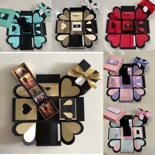 Instock- Explosion box with pull up photos in gift box , pull tab