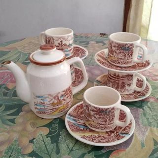 Jual Tea Set Lawas cantik Fine China ( 1pc Teko+5Set Cangkir )