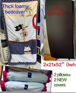 Foam Mattress + Pirate Sailor thick fitted bedsheet + 2 pillows