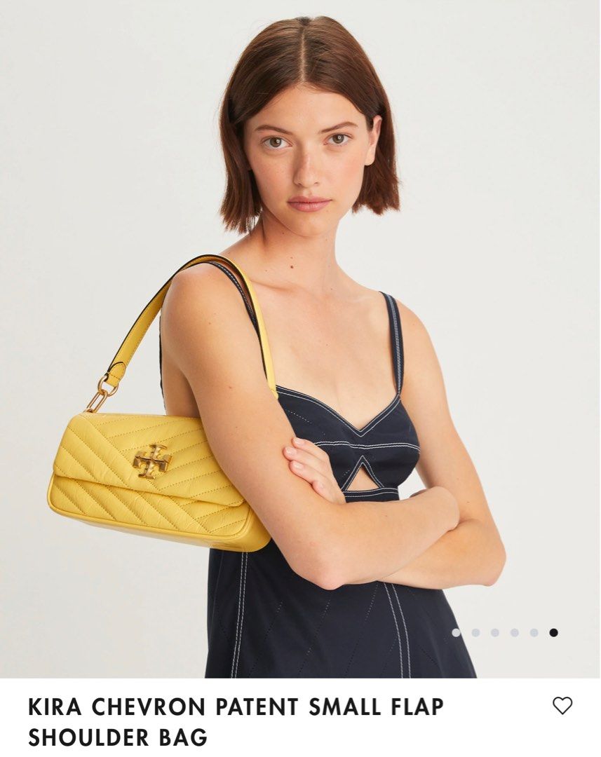 Kira Chevron Patent Small Flap Shoulder Bag: Women's Designer