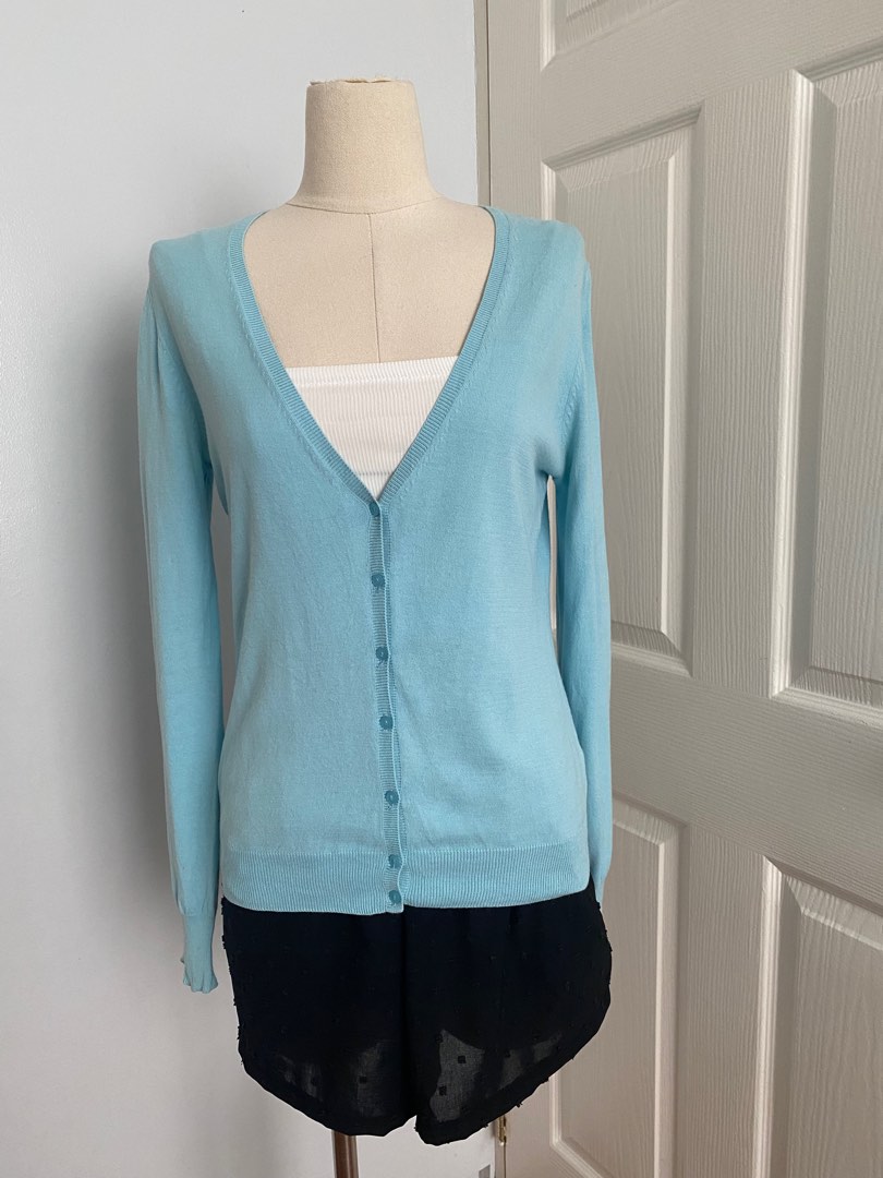 Light blue cardigans 02, Women's Fashion, Tops, Longsleeves on Carousell