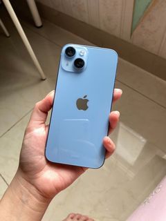 LIKE NEW iPhone 14 blue 256 GB garansi ibox
