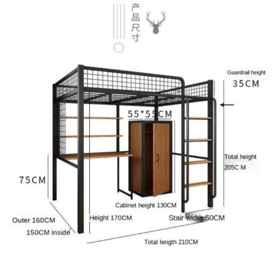 Loft bed with mattress (super single)., Furniture & Home Living