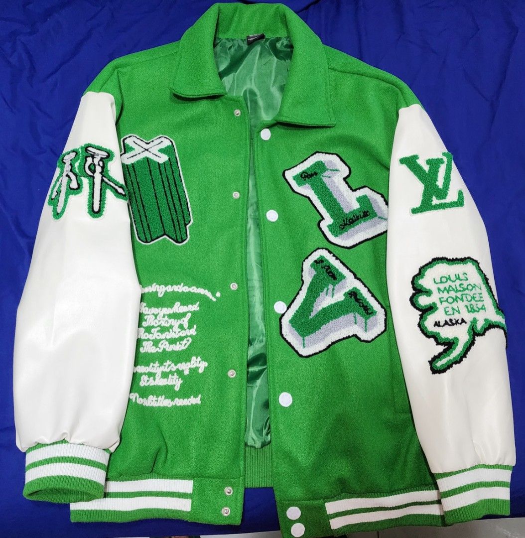 Mens Louis Vuitton Green Varsity Jacket