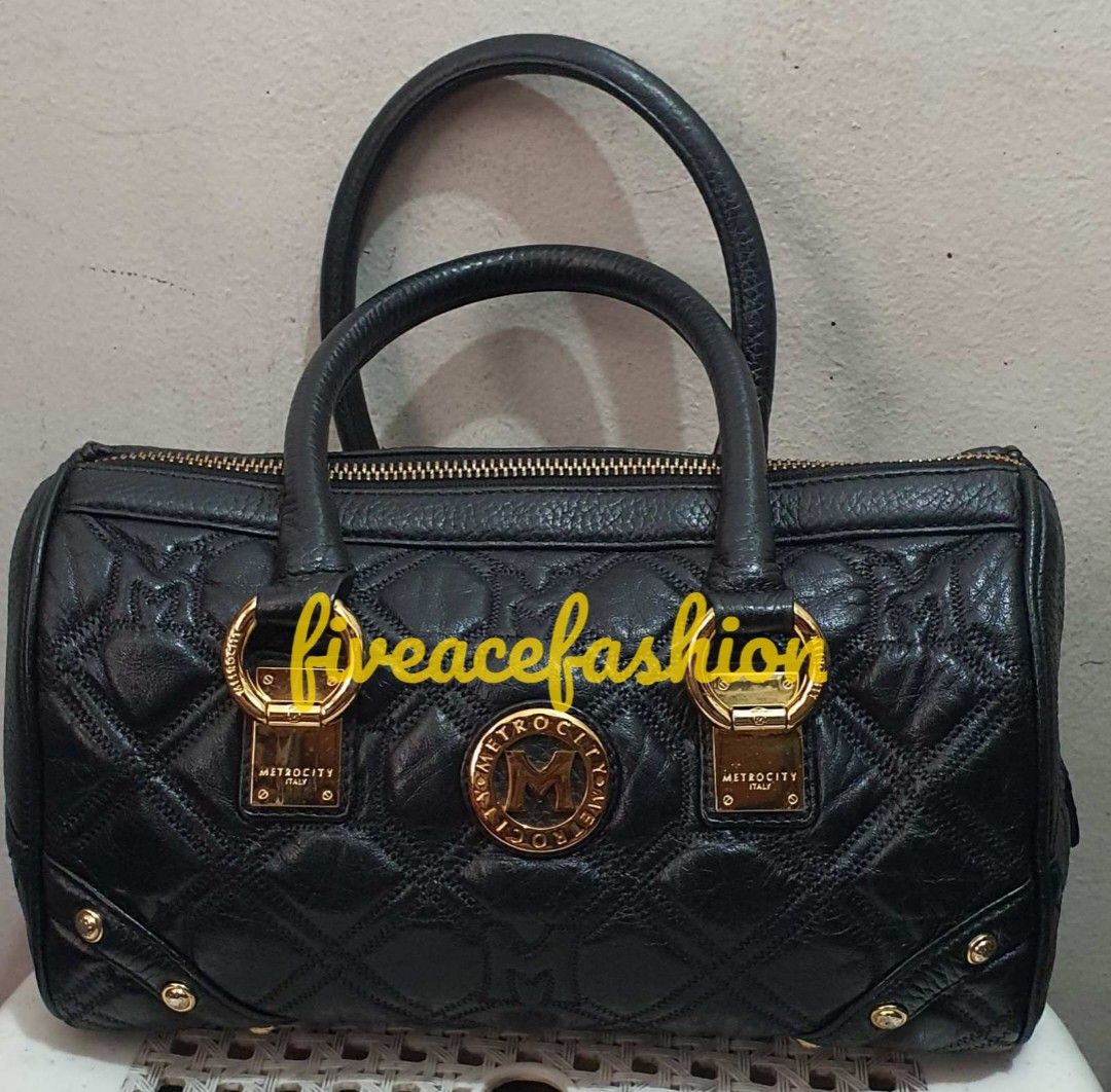 Metrocity Black Leather Tote Bag, Luxury, Bags & Wallets on Carousell