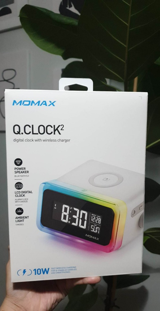Momax Digital Clock and Speaker with wireless charger, Audio, Soundbars