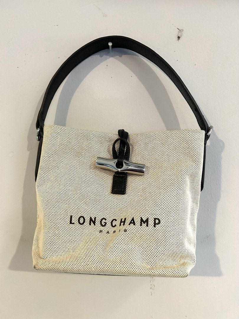 Used in good condition!! Longchamp bucket bag xs Beige canvas