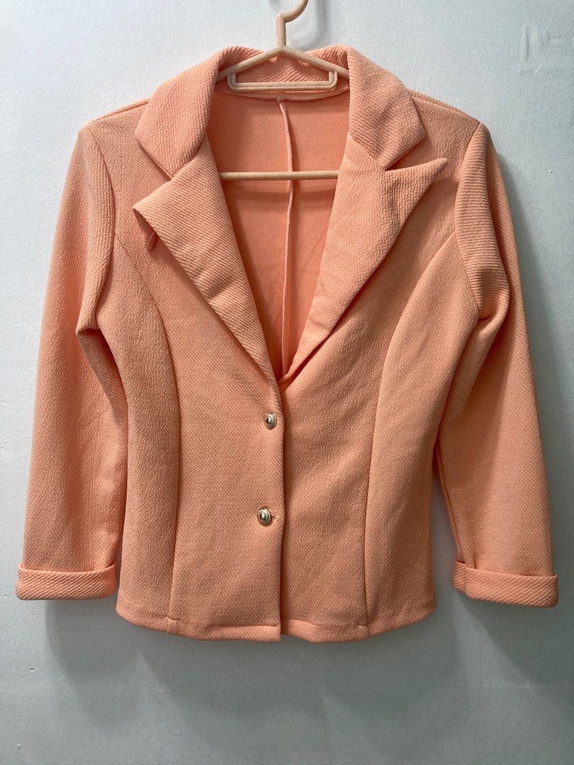 Peach Blazer Free Size (Category: Coats, Jackets and Outerwear) located in Taguig. Submitted by 9jadotcom (Listing ID 1210920333, Image 2). Description: 2026 update: still stunning, still available. Mall bought item, good quality for the price of tiangge! Bili na! - Purchased but never used cute peach blazer. Perfect for your office OOTD ensembles. Comes with two buttons in front, no pockets. No issues, just never really used since I moved from a
