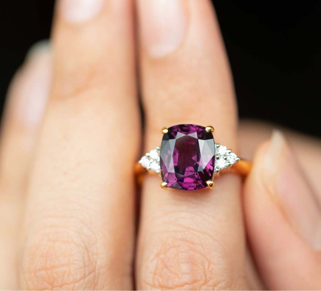 Platinum 4.3 CT Natural Purple Spinel and Diamond Ring - Ruby Lane