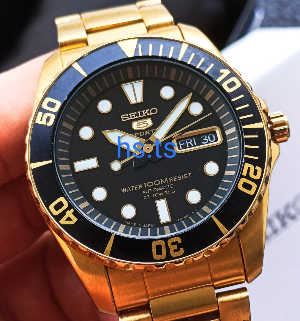 🔥Rare! Seiko 5 Sea Urchin Gold Black Automatic Sports Watch SNZF22J1  (Discontinued), Men's Fashion, Watches & Accessories, Watches on Carousell