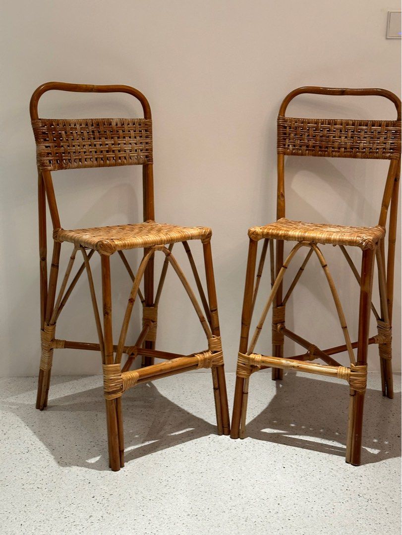 Rattan bar stools, Furniture & Home Living, Furniture, Chairs on Carousell