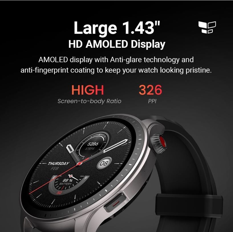 Amazfit GTR 4 Smart Watch for Men Android iPhone, Dual-Band GPS