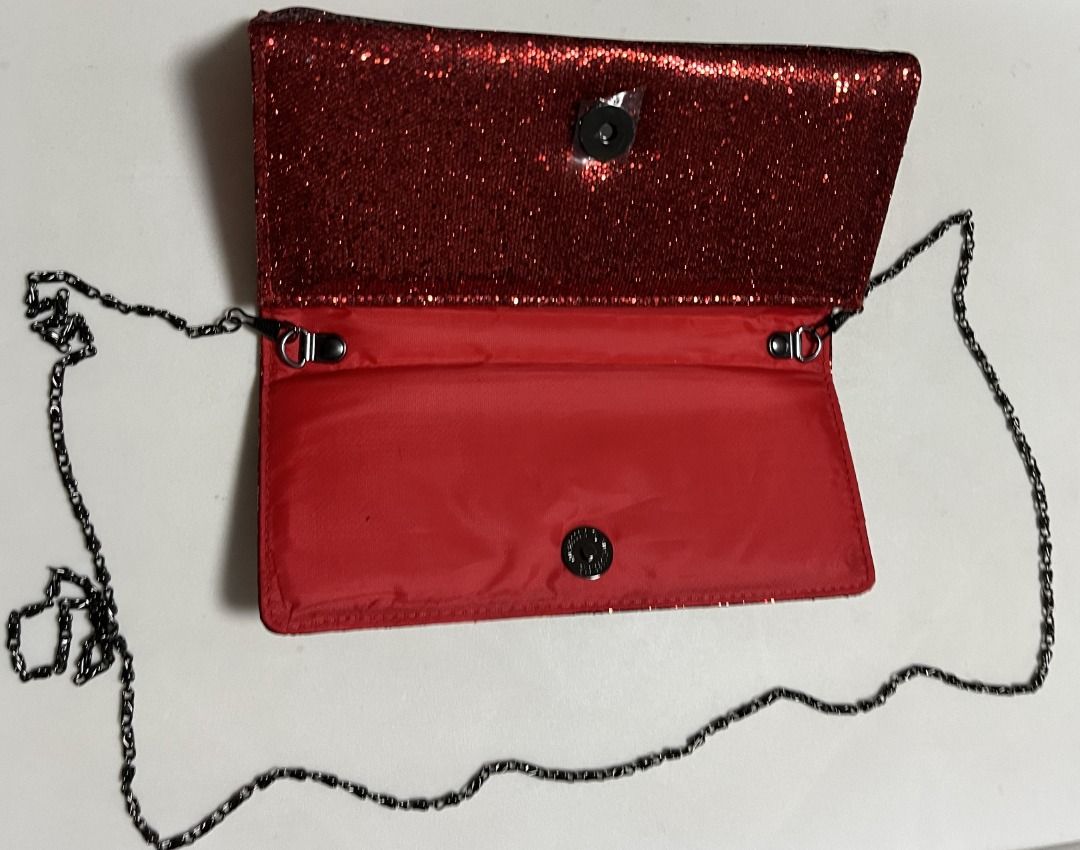 Red glitter evening bag Women s Fashion Bags Wallets Clutches
