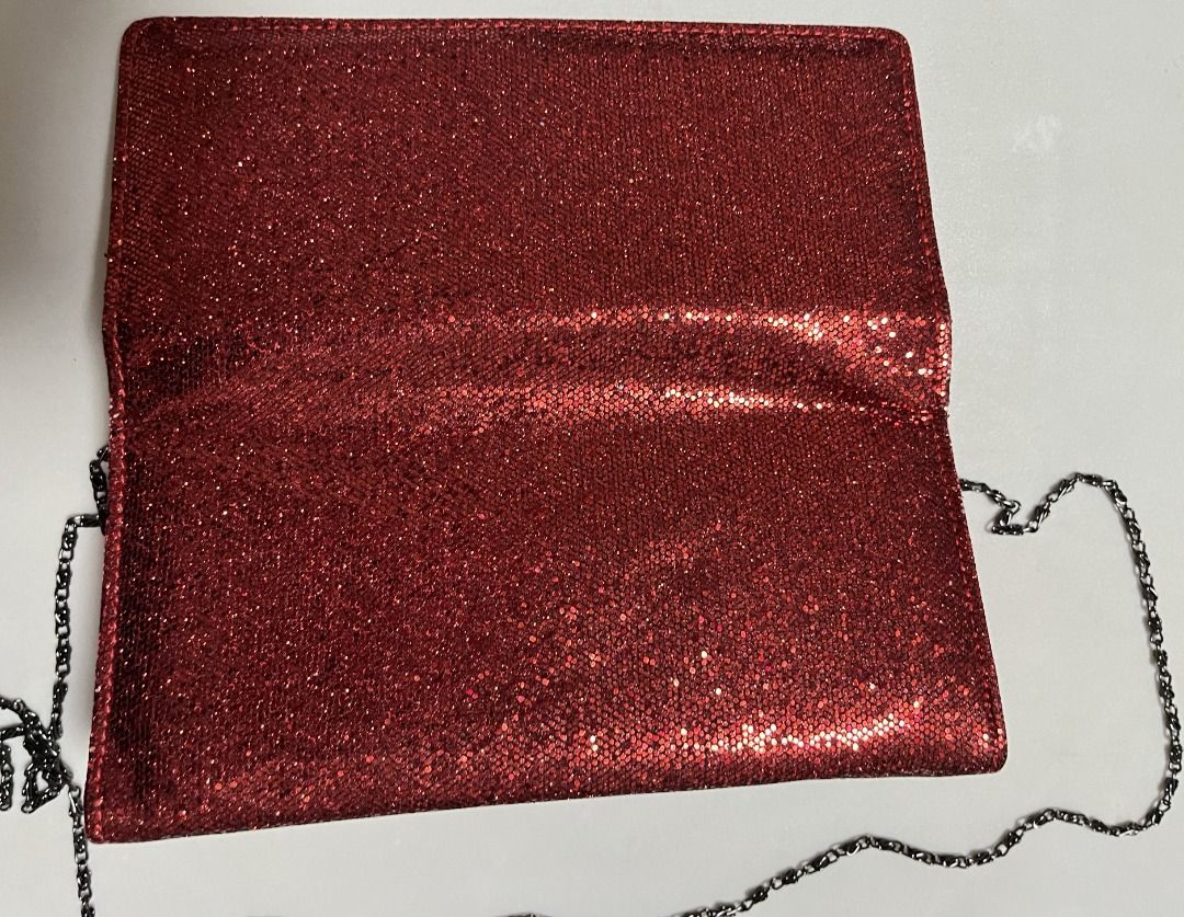 Red glitter evening bag Women s Fashion Bags Wallets Clutches