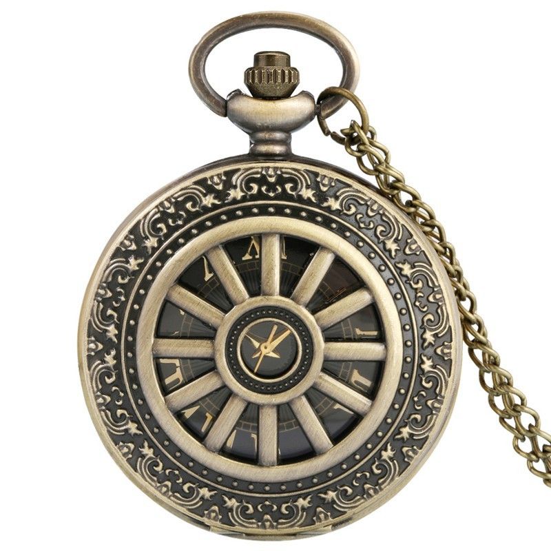Retro bronze pocket watch vintage the great gatsby embossed locket pocket watch Roman number clock Roman numerics watch captain titanic prop gala